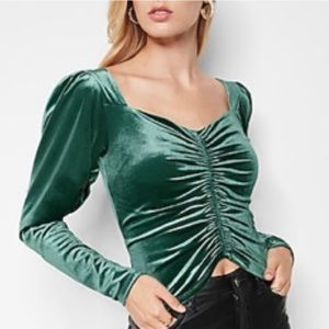 Express green velvet ruched top
